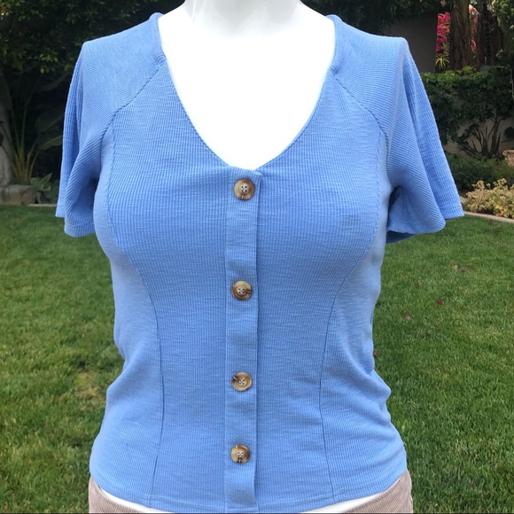Elodie Tops - ELODIE CROP TOP BLUE M